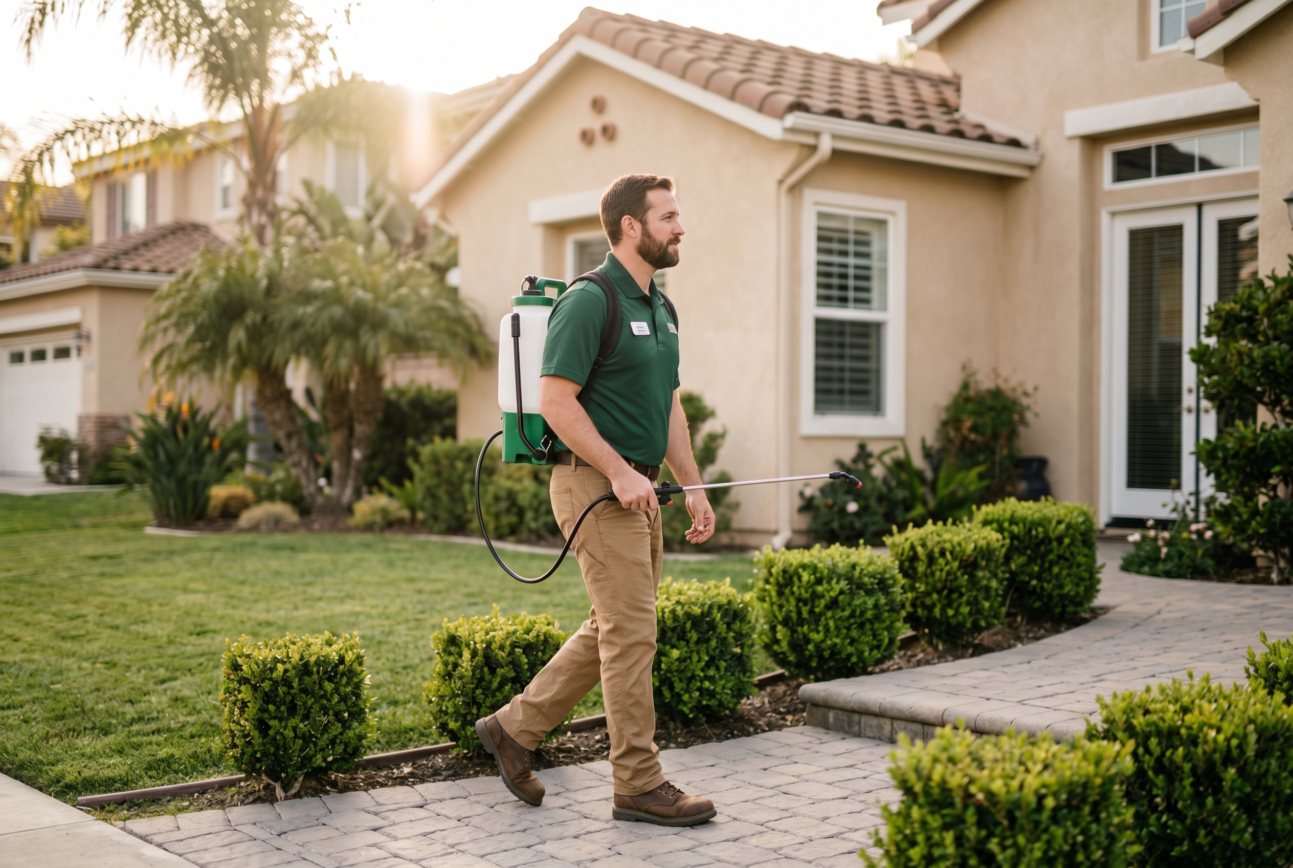 EcoGuard technician arriving at a Sacramento home
